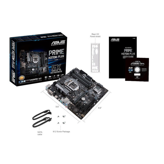Asus Prime H370M-Plus/CSM Desktop Motherboard - Intel Chipset - Socket H4 LGA-1151 - Micro ATX - 1 x Processor Support - 64 GB D