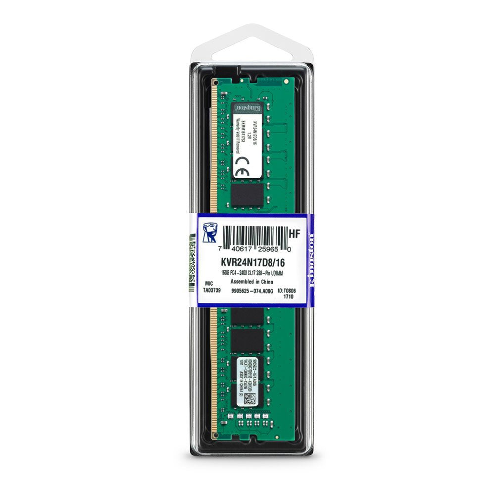 Kingston ValueRAM 16GB 2400MHz DDR4 Non-ECC CL17 DIMM 2Rx8 Desktop Memory (KVR24N17D8/16)