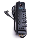 BlueDiamond 10 Rotating Outlets Surge Protector Pivot Bar - 2,880 Joules - 10 FT Cord with Flat Offset Plug and Cable Management - Heavy Duty Universal Extension Strip for Superior Protection