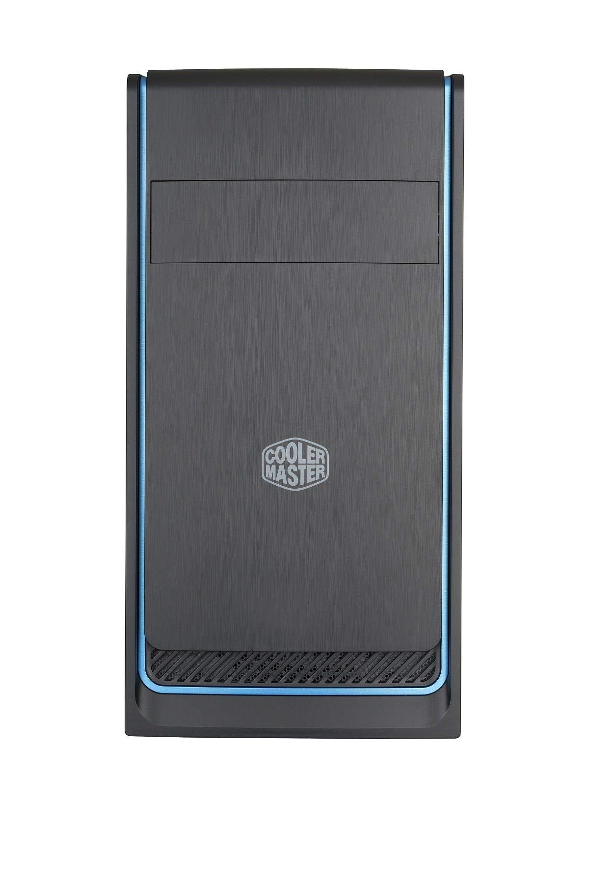 Cooler Master MasterBox E300L with Brushed Front Panel, Blue Colored Trim, and a Side Panel with Air Vent Case