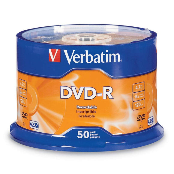 Verbatim DVD-R 4.7GB 16x AZO Recordable Media Disc - 50 Disc Spindle
