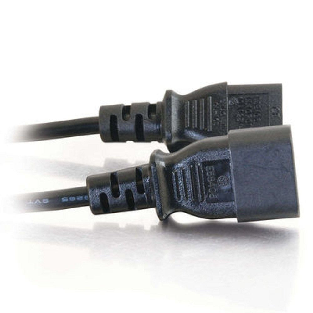 C2G 29966 16 AWG 250 Volt Computer Power Extension Cord - IEC320C14 to IEC320C13, TAA Compliant, Black (3 Feet, 0.91 Meters)