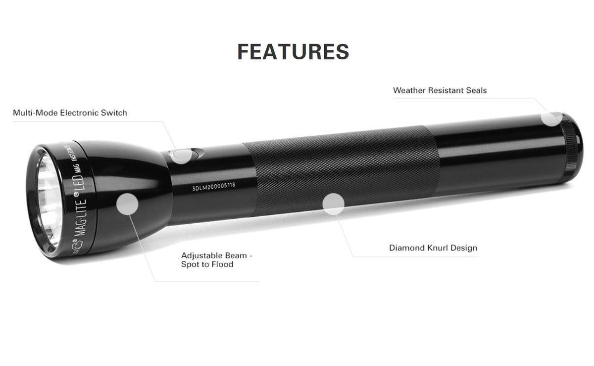 Maglite ML300L LED 3-Cell D Flashlight, Black