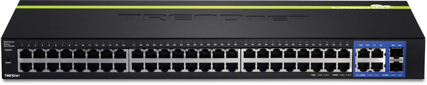 TRENDnet 48-Port 10/100 Mbps Ethernet and 4-Port Gigabit Web Smart Switch with 2 Mini-GBIC Slots, TEG-2248WS
