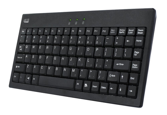 Black USB-PS/2 Combo Mini Keyboard with LEDs for Caps Num and Scroll Lock