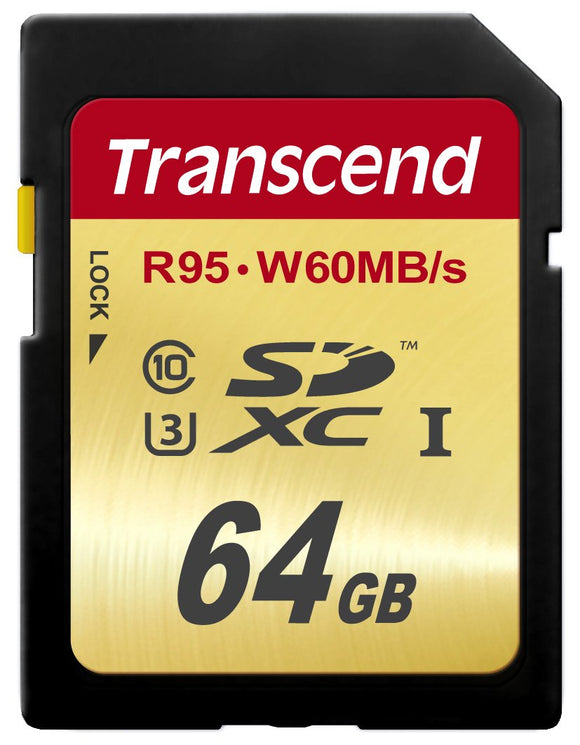 Transcend TS64GSDU3 64 GB High Speed 10 UHS-3 Flash Memory Card 95/60 MB/s