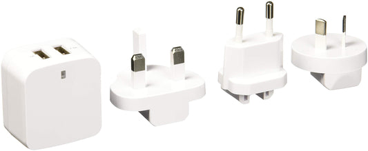 StarTechWhite Dual Port USB Wall Charger - High Power 17 Watt/3.4 Amp (1A and 2.4A) - Travel Charger (International) 110V/220V