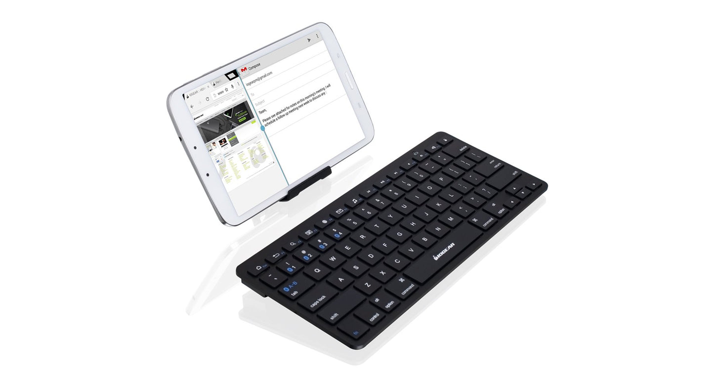 IOGEAR Slim Multi-Device Bluetooth Keyboard with Adjustable Stand for Smartphones and Tablets