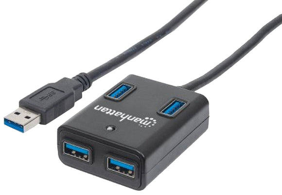 Manhattan Superspeed Usb 3.0 Hub - Usb - External - 4 Usb Port(s) - 4 Usb 3.0 Port(s) - Pc, Mac