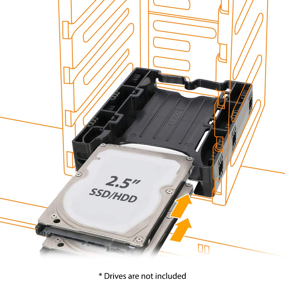 ICY DOCK Dual Tool-Less Dual 2.5 to 3.5 HDD Drive Bay SSD Mounting Bracket Kit Adapter - EZ-Fit Lite MB290SP-B
