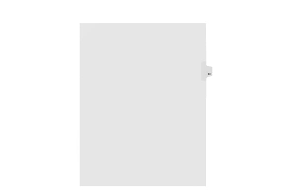 Kleer-Fax Letter-Size Individually Numbered 1/25th Cut Side Tab Index Dividers, 25 Sheets Per Pack, White, Number 83 (91083)