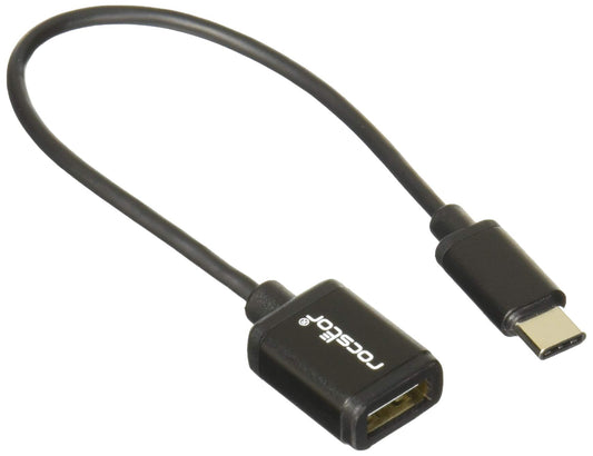 Rocstor Premium 6" USB-C to Usb-A Adapter M/F - USB 2.0 - USB Type C to A Converter - for Use of USB C Devices Such As Macbook Pro, MacBook, Chromebook, and Other USB-C Devices - 1 Pack - 1 X USB Type C Male - 1 X USB Type A Female - black Adapter