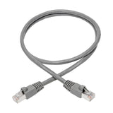 Tripp Lite N262-003-GY Cat6a Snagless Shielded STP Network Patch Cable 10G Certified, PoE, Gray, RJ45 M/M 3'