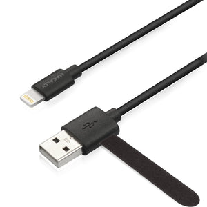 MACALLY Lightning to USB Cable, 3-Feet Black Retail Packaging