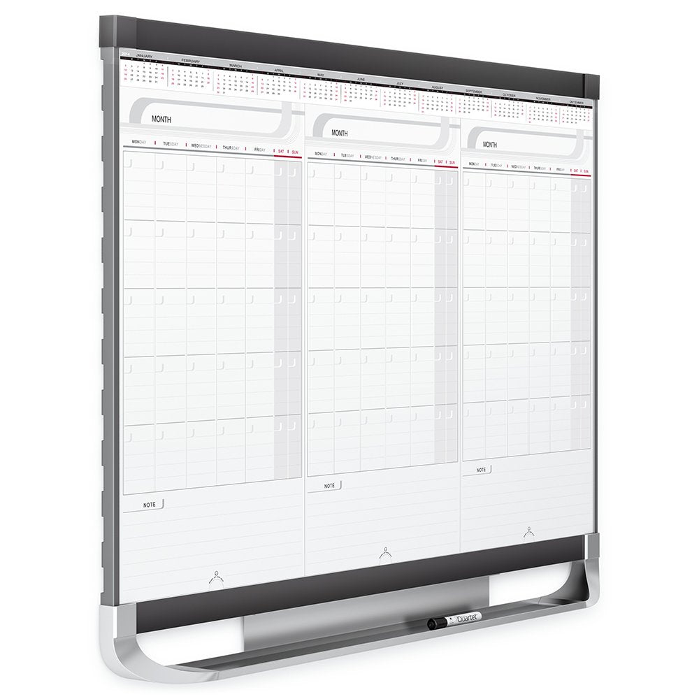 Quartet CMP32P2 Prestige 2 Total Dry-Erase Modular Monthly Calendar, with Sliding Panels, 3 by 2 Feet, 3413820128