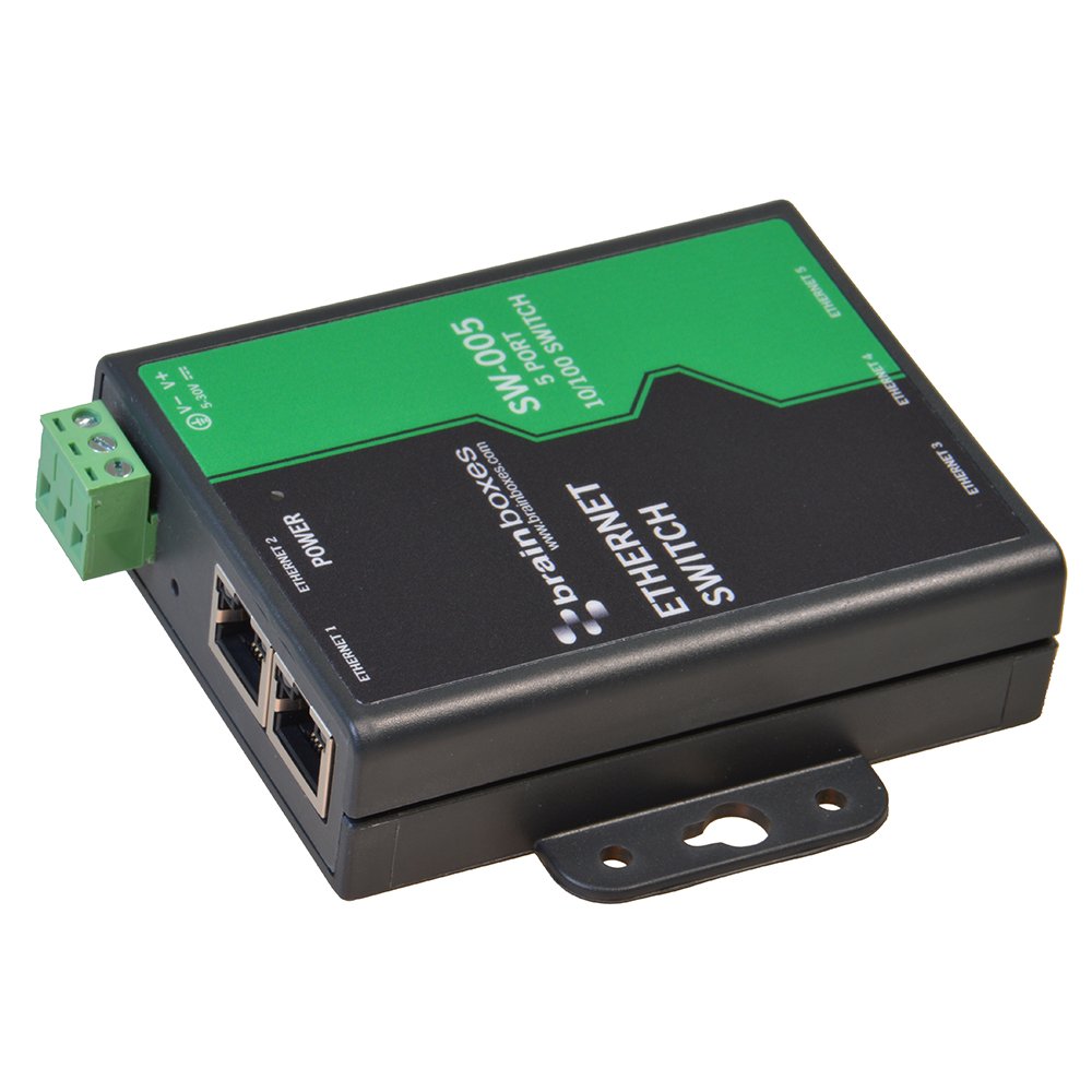 Brainboxes Switch - 5 Ports - DIN Rail mountable (SW-005)