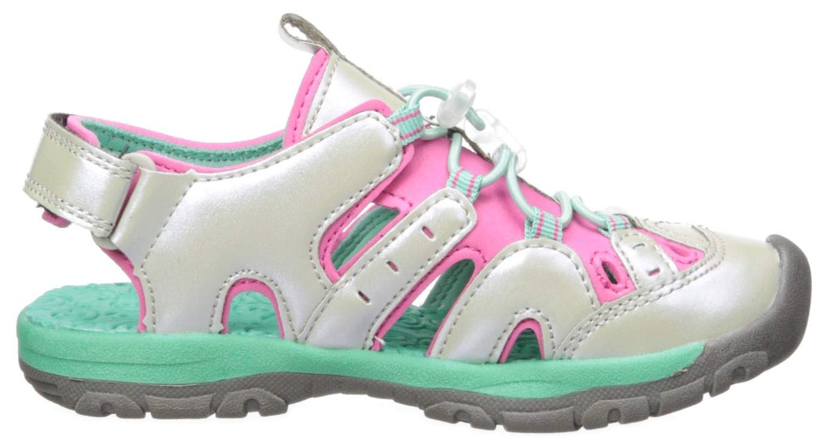 Northside Girls' Burke SE Fisherman Sandal, Silver/Mint, 4 M US Big Kid
