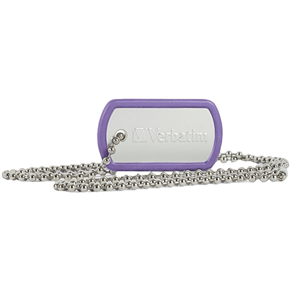 Verbatim 16GB Dog Tag USB Flash Drive, Violet 98672