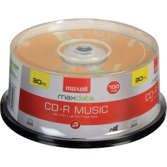 Maxell 30-Pack Music 80x / 700MB CDR Media for Audio 625335
