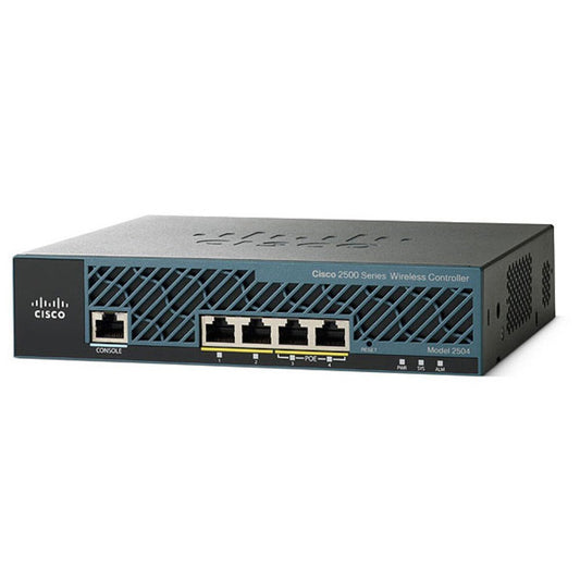 Cisco 2504 Wireless Controller - Network Management Device - 4 Ports - 5 Access Points - 10mb Lan,