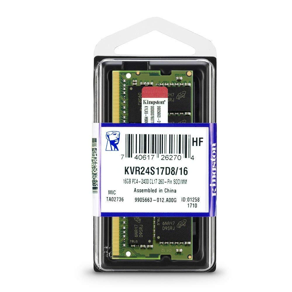 Kingston Technology ValueRAM 16GB 2400Mhz DDR4 Non-ECC CL17 SODIMM 2Rx8 (KVR24S17D8/16)