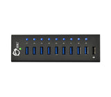 SIIG 10 Port USB Hub with 9 USB 3.0 Data Ports and 1 Charging Port, 12V/5A Power Adapter, for Tablets, Smartphones, Hard Disk