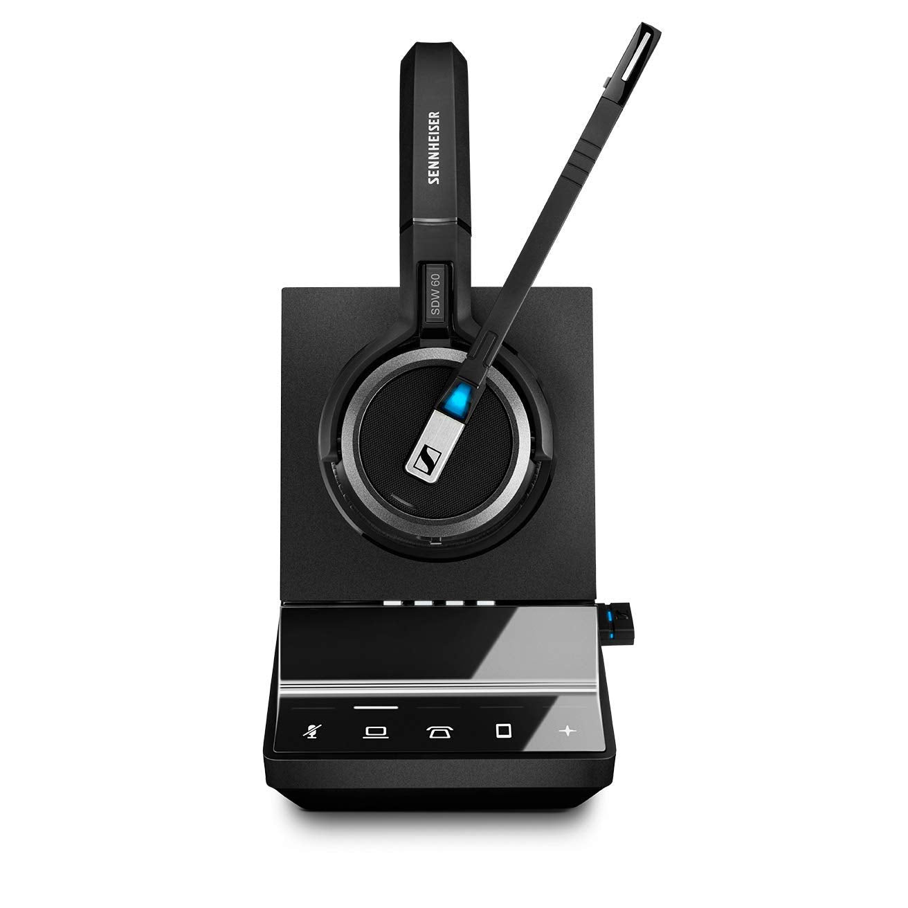 SENNHEISER SDW 5066 (507024) - Double-Sided (Binaural) Wireless Dect Headset for Desk Phone Softphone/PC & Mobile Phone Connection Dual Microphone Ultra Noise Cancelling, Black