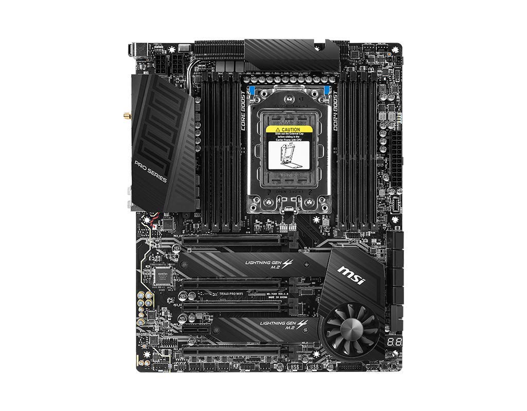 MSI TRX40 PRO WiFi Motherboard (AMD Strx4, PCIe Gen4, M.2, USB3.2 Gen2x2, DDR4, Dual 10G LAN, Wi-Fi 6, ATX)