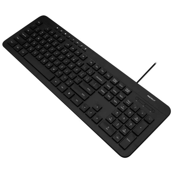 Macally USB Wired Keyboard for PC, Desktop Computer, Laptop, Notebook, ChromeBook - Ultra Slim Full Size Keyboard with Numeric Keypad - Compatible with Windows 10/8/7/Vista/XP, etc.