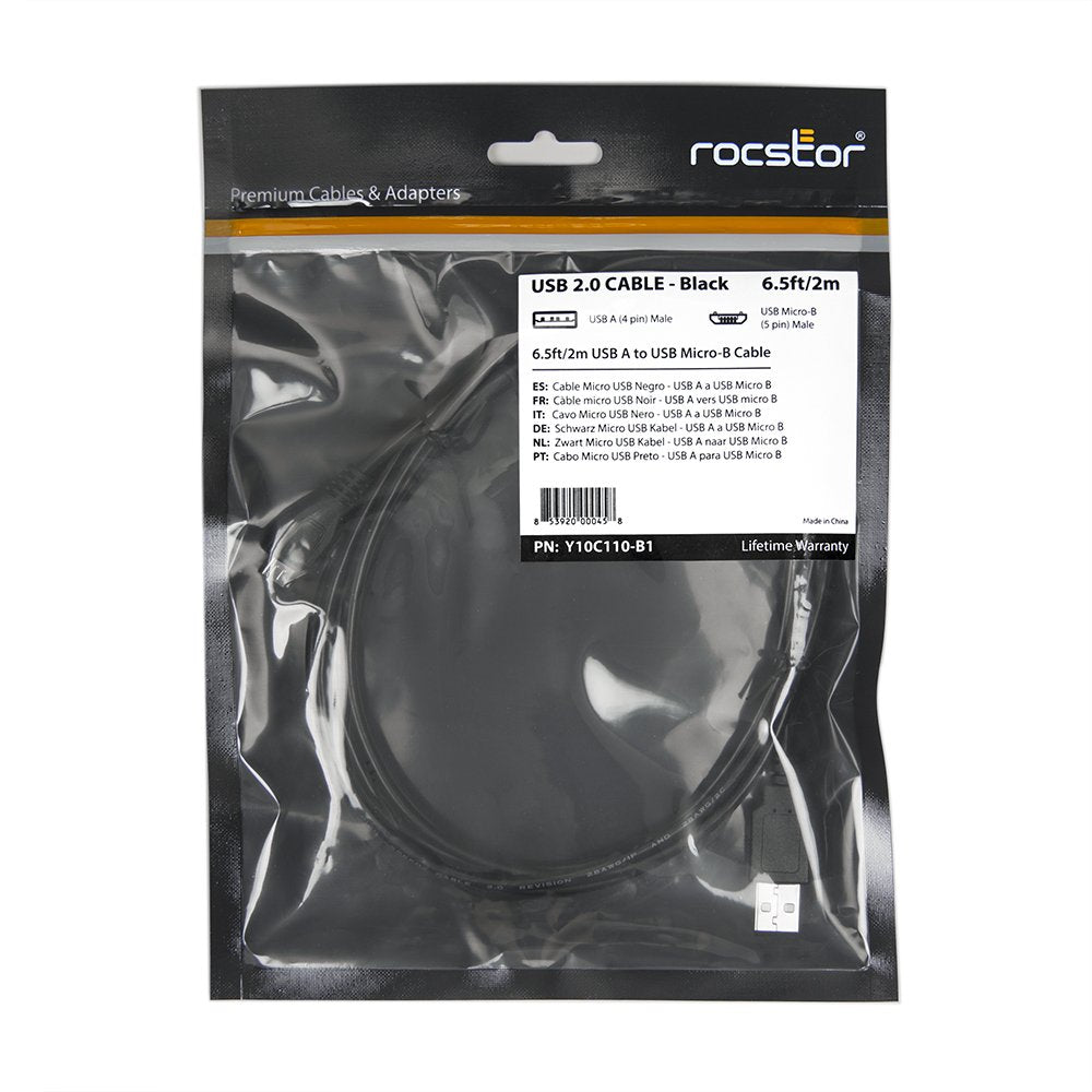 Rocstor 6' High Speed Mobile Charge Sync USB to Micro USB Cable (Y10C110-B1)