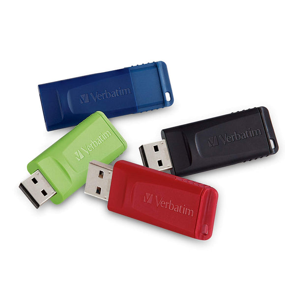 Verbatim 16GB Store 'n' Go USB Flash Drive - PC/Mac Compatible - 4pk - Red, Green, Blue, Black
