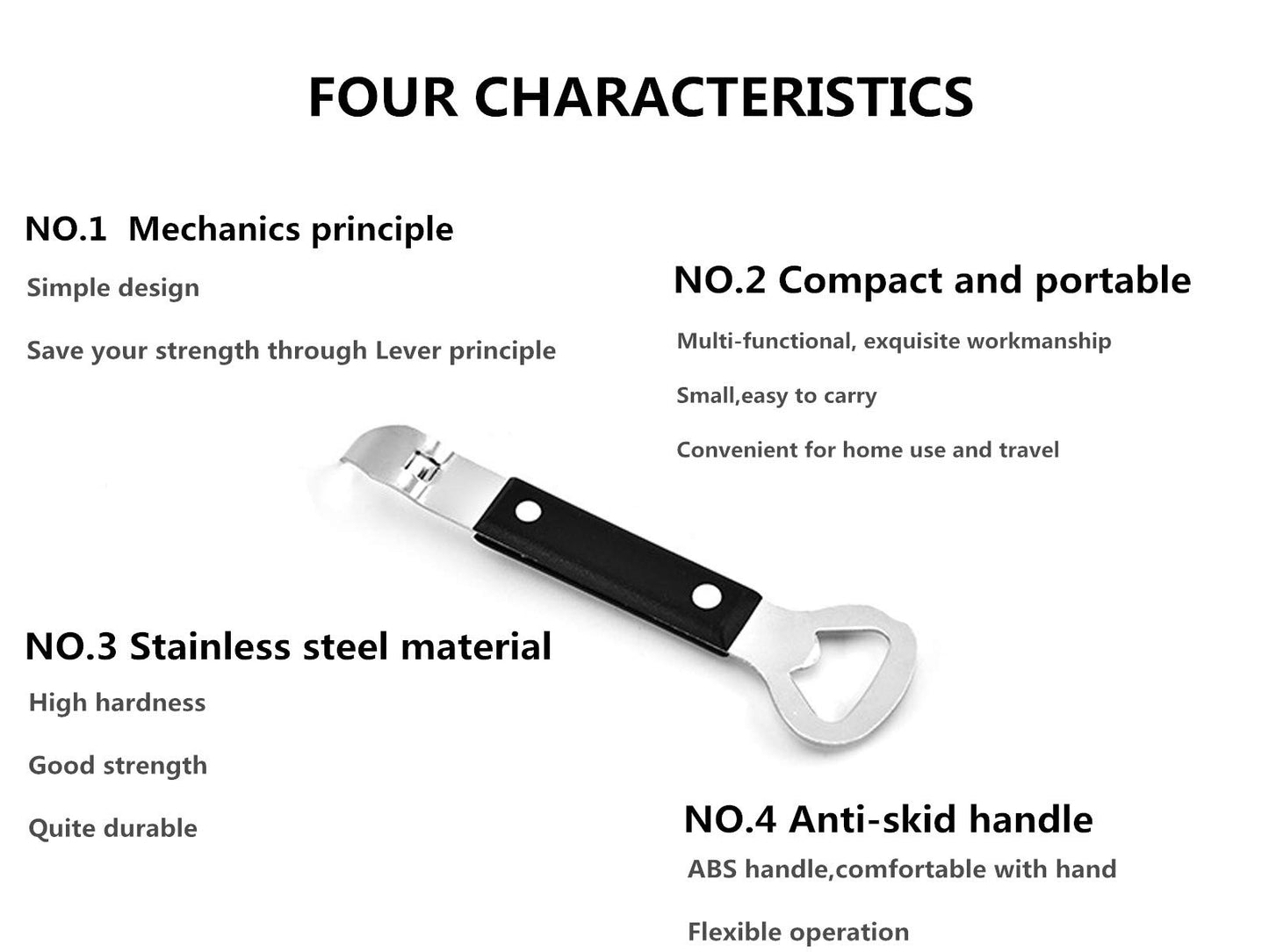Hisen Multi-Functional Bottle Opener Stainless Steel with Anti-Skid Handle