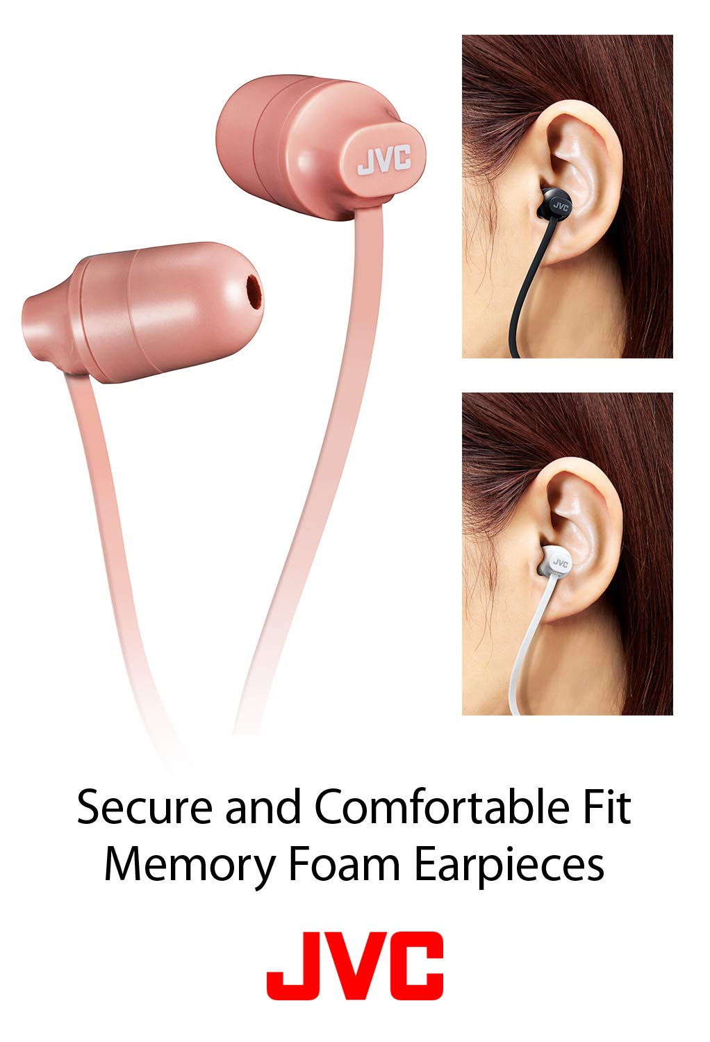 JVC Marshmallow Wireless Memory Foam Earbud, Rain Proof IPX4, Voice Assistant Compatible - HAFX35BTP(Pink)
