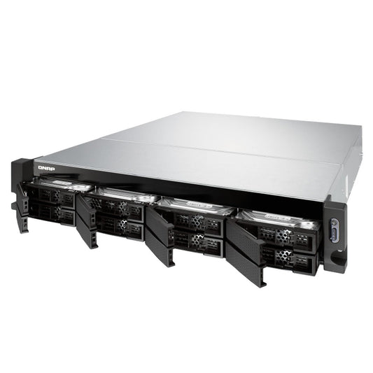 QNAP TS-863XU-4G-US 2U 8-Bay AMD 64bit x86-based NAS and iSCSI/IP-SAN, Quad Core 2.0GHz, 4GB RAM, 4 x 1GbE, 1 x 10GbE (10GBASE-T), Single PSU (not upgradeable)