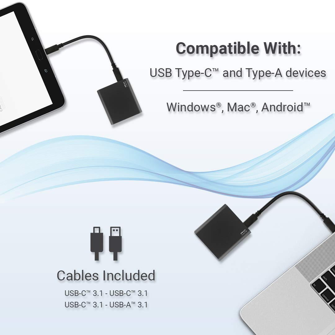 PNY Pro Elite 250GB USB 3.1 Gen 2 Type-C Portable Solid State Drive - (PSD0CS2060-250-RB)