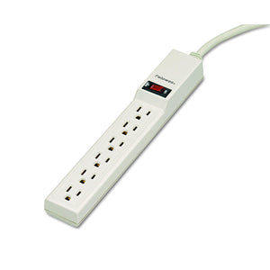 Fellowes 99000 Six-Outlet Power Strip, 120V, 4ft Cord, 10 7/8 x 1 7/8 x 1 5/8, Platinum