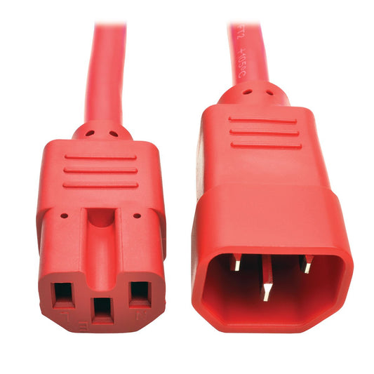 Tripp Lite P018-006-ARD 6' Heavy Duty Power Extension Cord, C14-C15, 15A, 14 AWG, Red