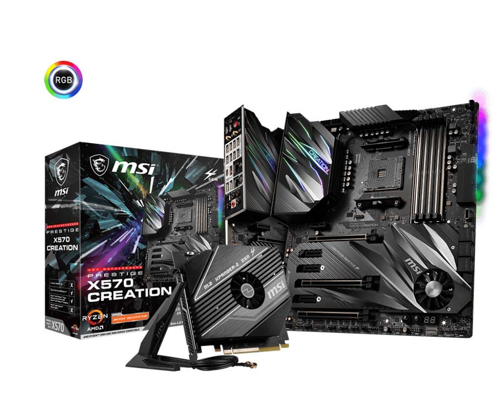 MSI Prestige X570 Creation Motherboard (AMD AM4, DDR4, PCIe 4.0, SATA 6Gb/s, M.2, USB 3.2, AX Wi-Fi 6, 10G Super LAN, Extended-ATX)
