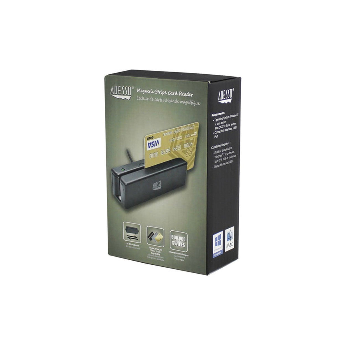 Adesso Accessory MSR-100 Magnetic Stripe Card Reader Retail