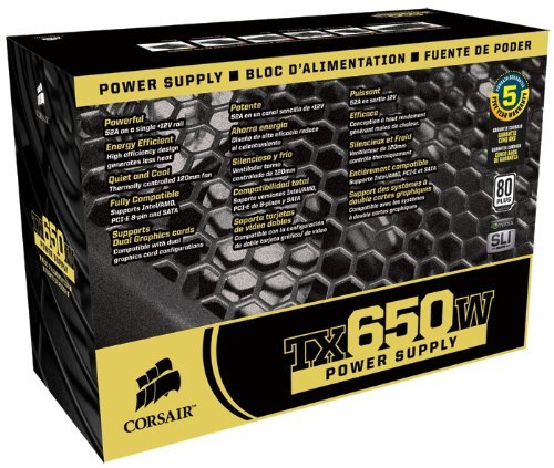Corsair 80 Plus Certified Power Supply Compatible with Intel Core i7 and Core i5