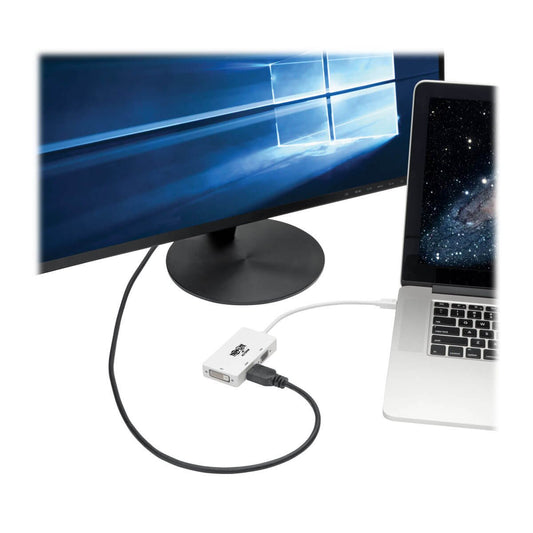 Tripp Lite Mini DisplayPort to VGA/DVI/HDMI Adapter Converter mDP Thunderbolt 1 & 2, 6in 1080p White
