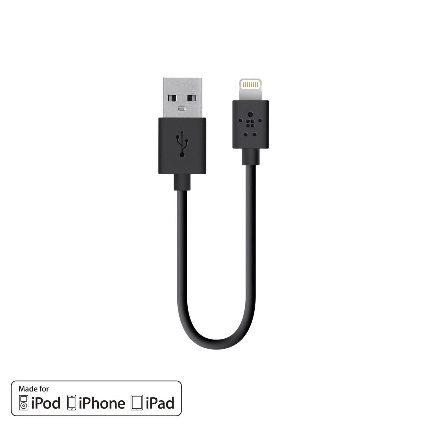 Belkin F8J023bt06INBLK Lightning to USB Charge Sync Cable for iPhone 5/5S/5c, iPad 4th Gen, iPad Mini, and iPod Touch 7th Gen, 6-Inch, Black