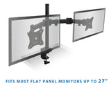 Mount-It! Dual Monitor Mount | Double Monitor Desk Stand Arm | Two Articulating Arms Fit 2 Screens 17 19 20 21 22 24 27 Inch Computer | VESA 75 100 Compatible Displays | C-Clamp Base