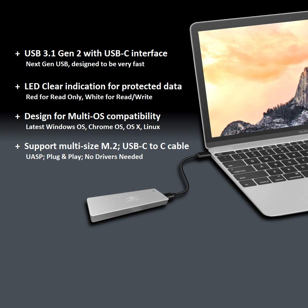 M.2 SATA SSD to USB 3.1 Gen 2 Type C Enclosure with Type C to C Cable, Silver (NST-203C3-SV)