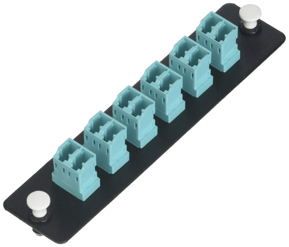 C2G 31114 Q-Series 12-Strand, LC Duplex, PB Insert, Multimode, Aqua Adapter Panel, TAA Compliant (Made in The USA)