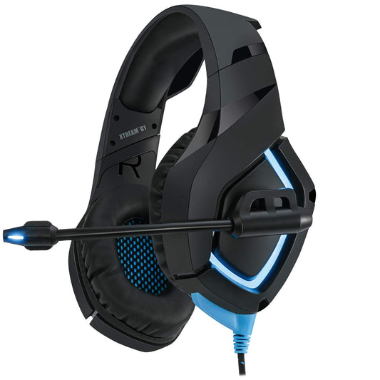 Adesso Xtream G1 - Gaming Headphones with Noise Cancelling Microphone and LED Lighting for PC, PS4, Xbox, Nintendo Switch, and Laptops