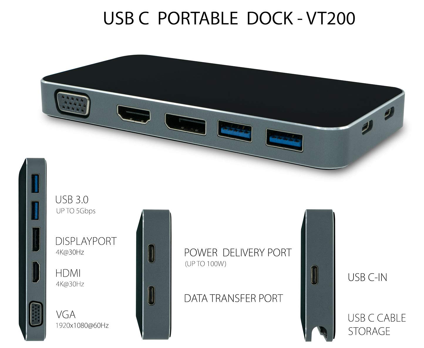 Visiontek Canada 901226 USB C Dock with up to 100W PD