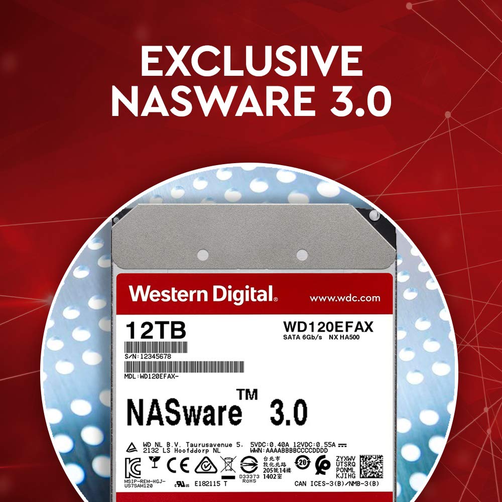 WD Red 8TB NAS Internal Hard Drive - 5400 RPM Class, SATA 6 Gb/s, 256 MB Cache, 3.5" - WD80EFAX