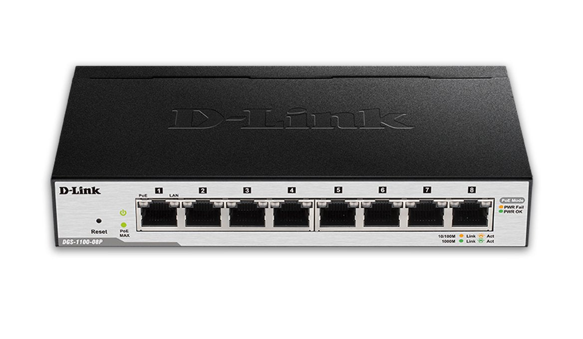 D-Link 8-Port EasySmart Gigabit Ethernet PoE Switch (DGS-1100-08P)