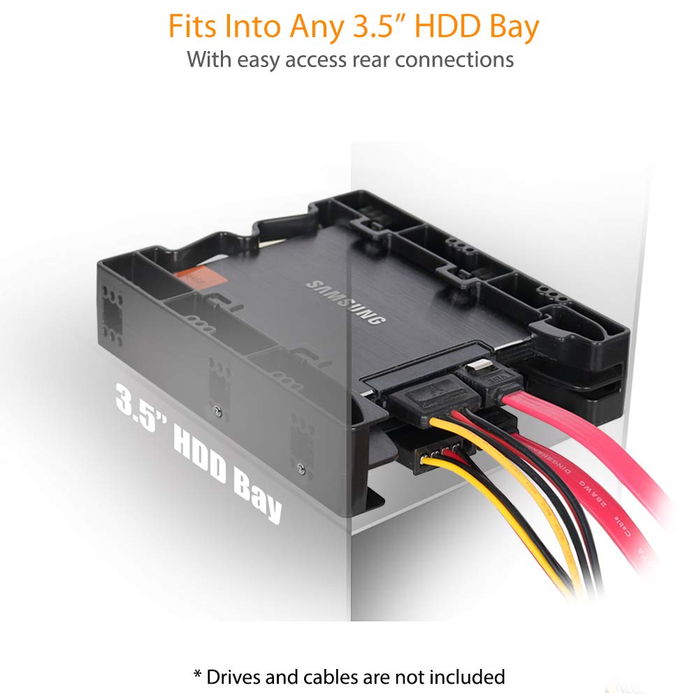 ICY DOCK Dual Tool-Less Dual 2.5 to 3.5 HDD Drive Bay SSD Mounting Bracket Kit Adapter - EZ-Fit Lite MB290SP-B